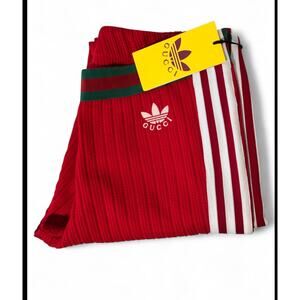 Gucci x Adidas Red Track Leggings Size Large NWT Jersey Knit $1,090 Retail NWT